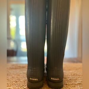 Sorel Women's Joan Rain Tall Gloss Gray‎ Rubber Rain Boots Size 6